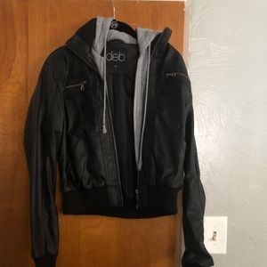 hooded leather jacket